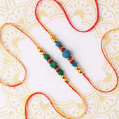 Vibrant Velvet Beads Rakhi Set of 2
